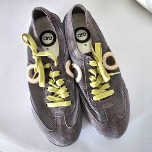 Aro Miami Gray Sneakers with Lime Green Laces Size 39/8.5